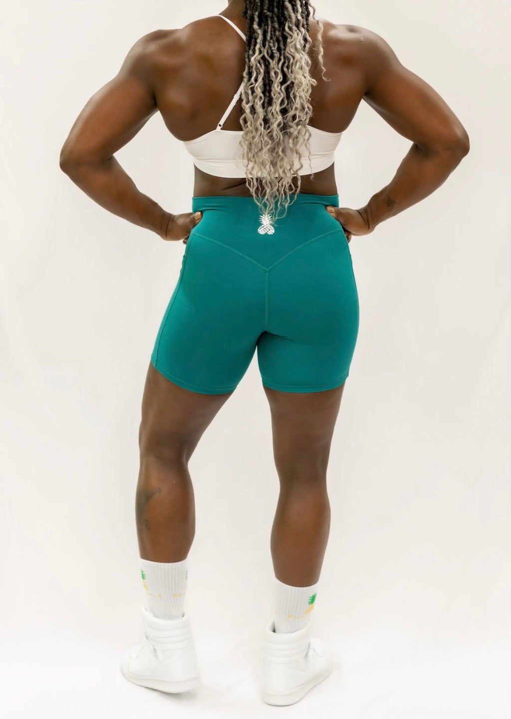 Seamless Teal Phineapple Workout Shorts