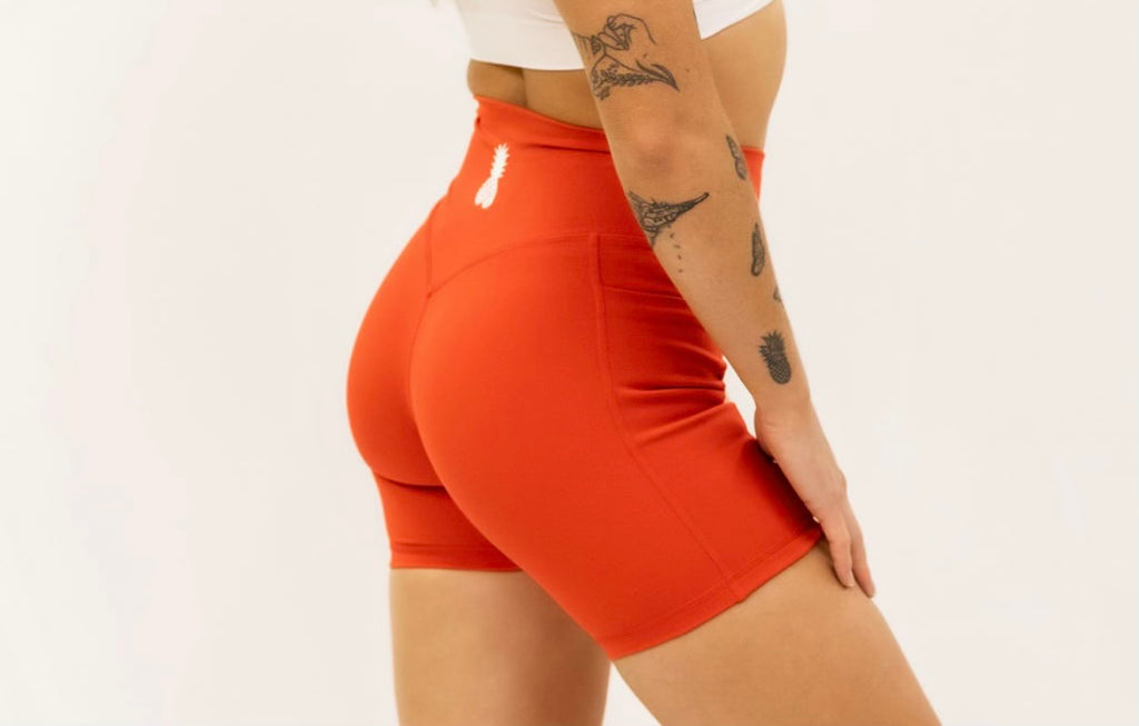Seamless Firecracker Red Phineapple Workout Shorts