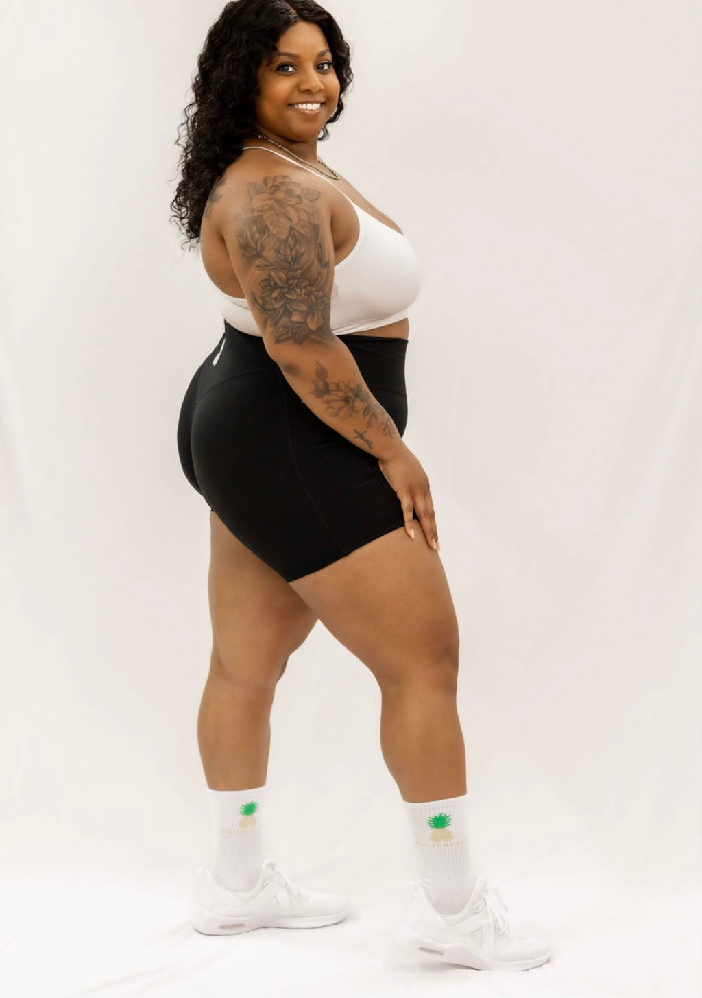 Seamless Black Phineapple Workout Shorts