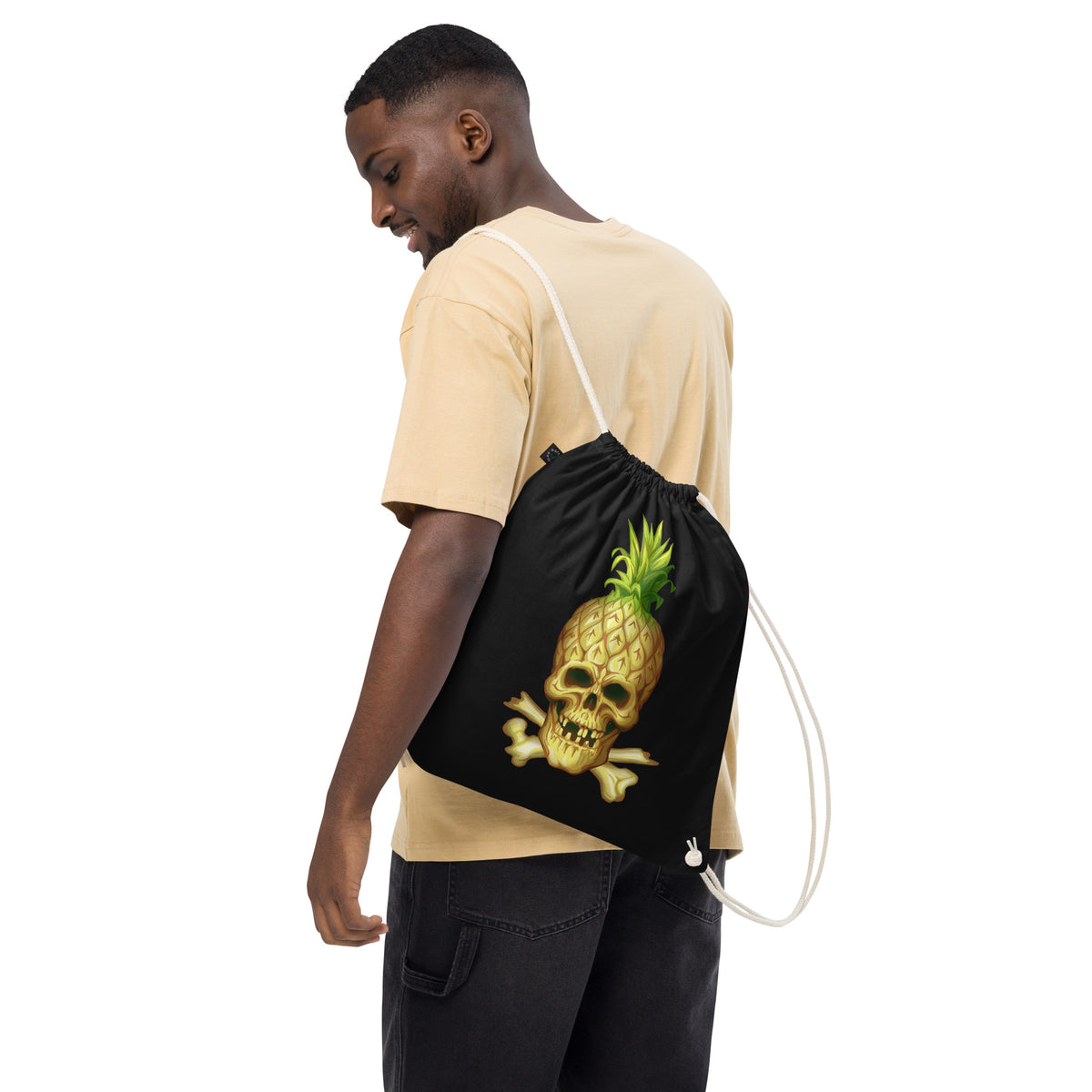 Phineapple Skull drawstring bag