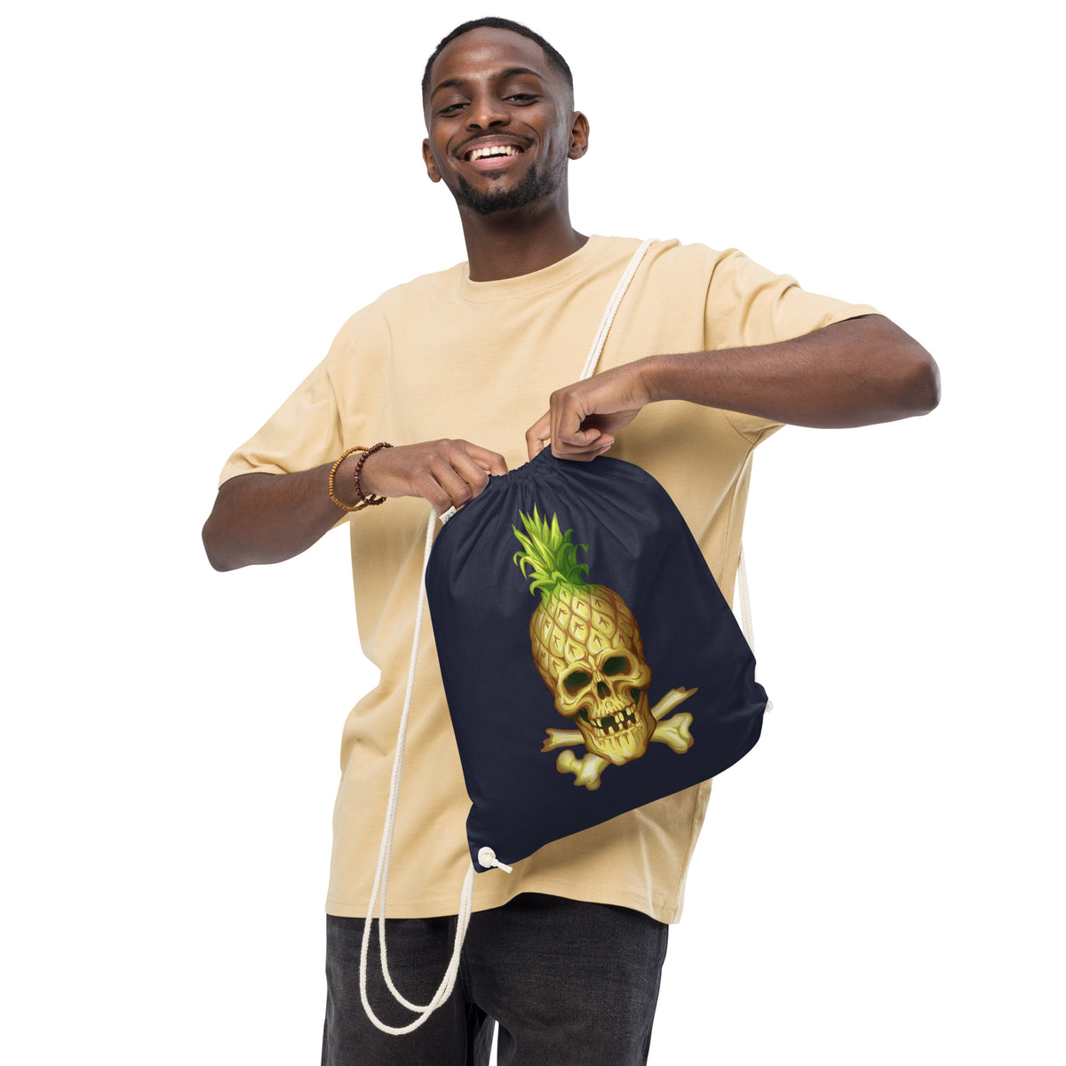 Phineapple Skull drawstring bag
